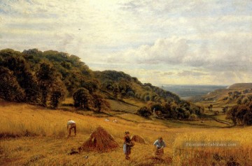  Alfred Tableau - Récolte à Luccombe Ile de Wight paysage Alfred Glendening